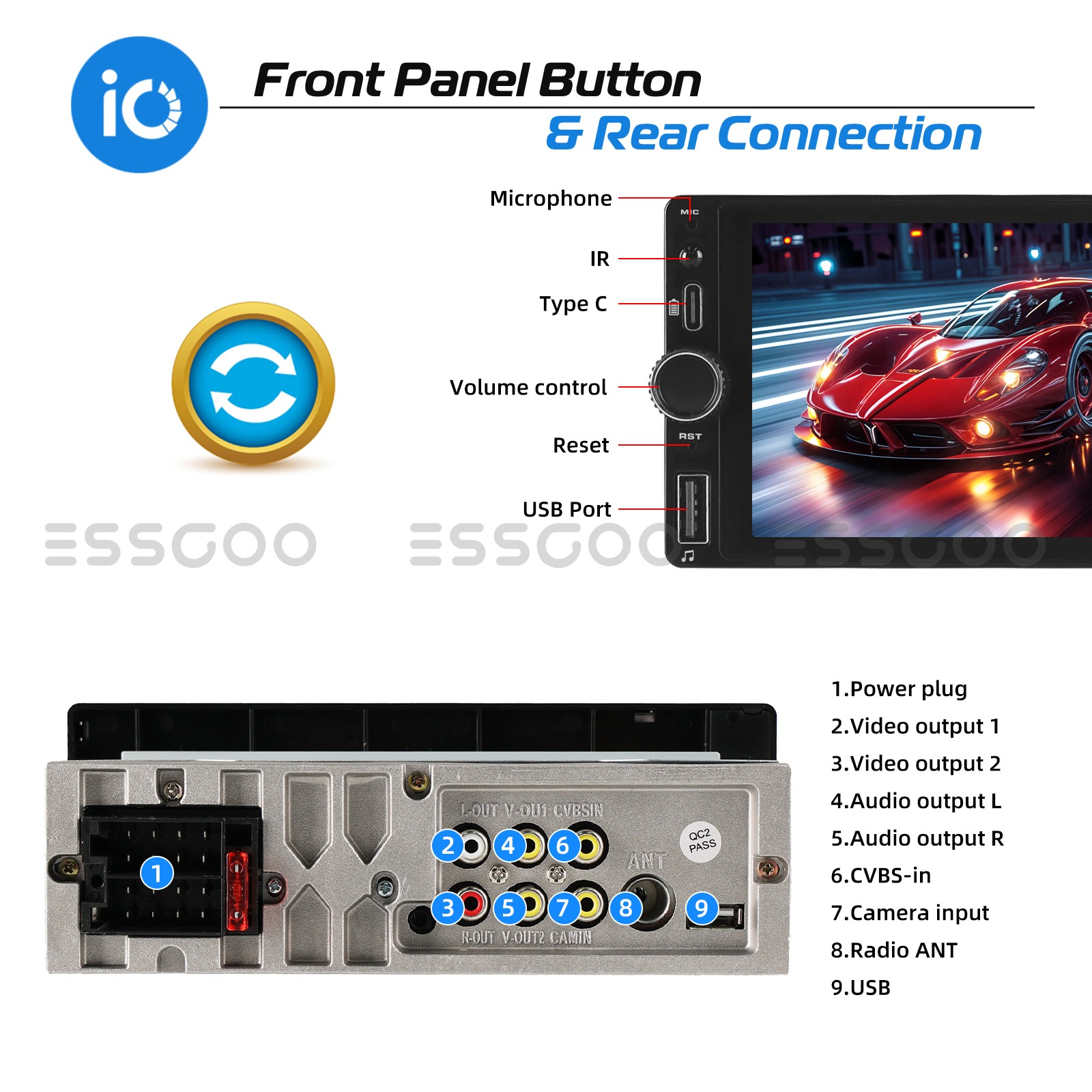 7″ Single 1Din Car Stereo Radio Apple CarPlay Touch Screen USB SWC BT Hands-free