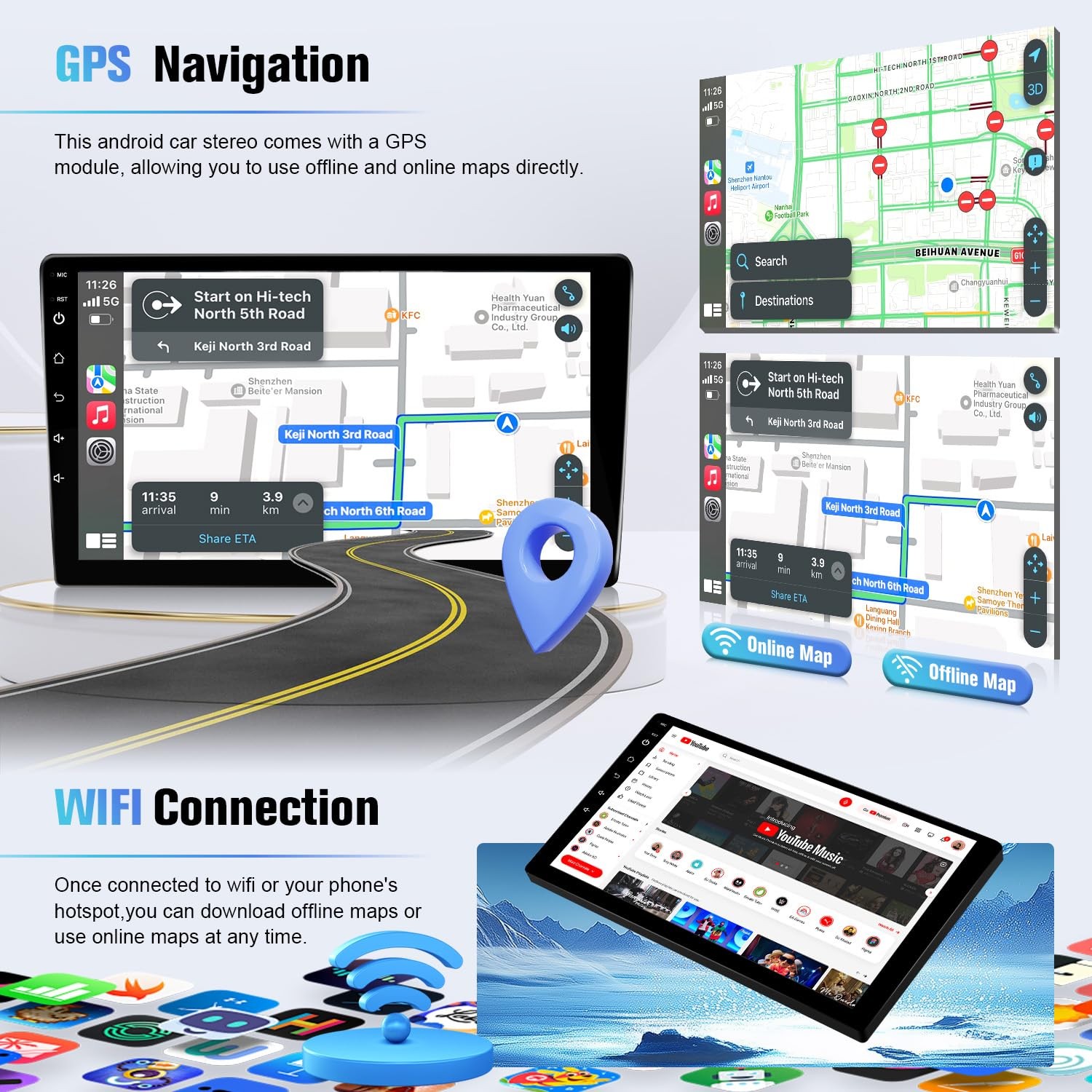 9″ 8 Core Wireless Carplay Android Auto Stereo for 2011-2013 Hyundai Elantra