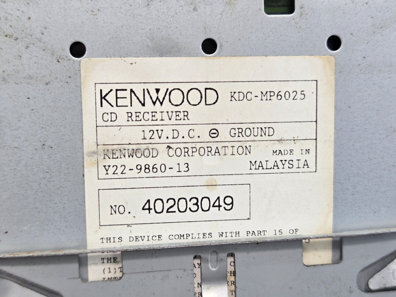 Kenwood KDC-MP6025 AM/FM/MP3 CD Car Stereo