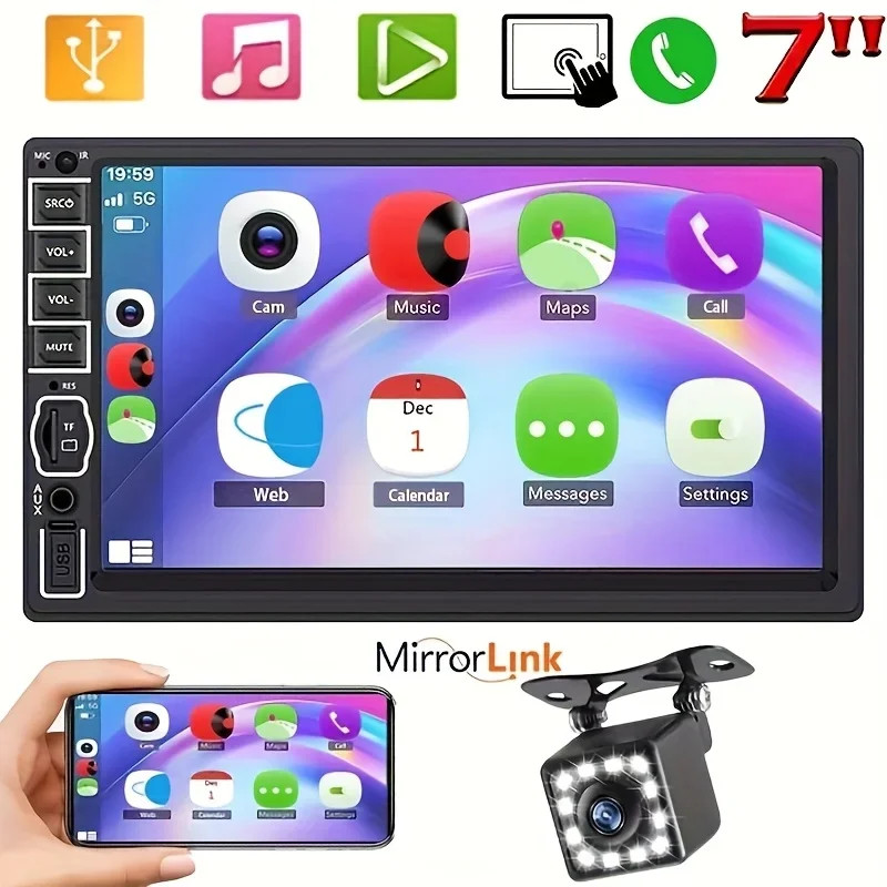 7″ HD Touch Screen Car Stereo-2DIN Fit Car Radio with Mirror Link,Backup Camera
