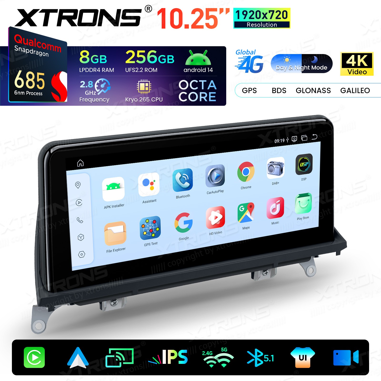8-Core 8+256G 4G Android 14 Car Screen Retrofit Stereo For BMW X5 X6 E70 E71 CCC