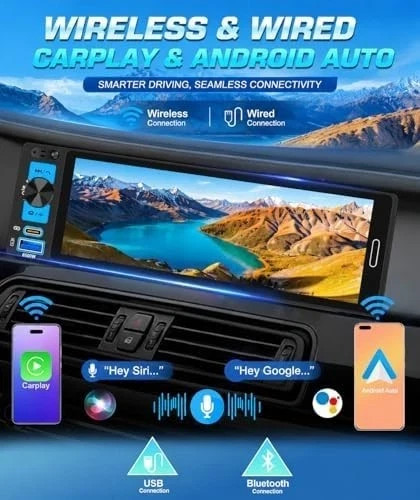 Power Acoustic Single DIN 6.5″ Touchscreen Car Stereo Apple Carplay