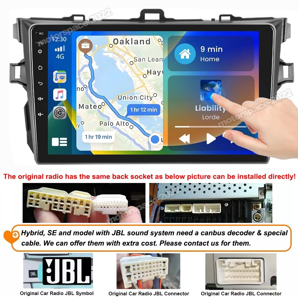 Apple Carplay For Toyota Corolla 2009-2013 Car Stereo Radio Android15 GPS Camera