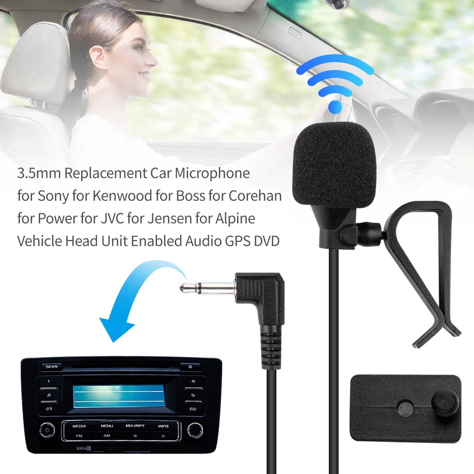 SolidSS 1 Set 3.5mm Plug Car Microphone,Handsfree Dash Stereo Receiver,…