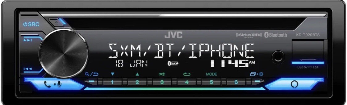 JVC KD-T920BTS CD/MP3 Player Front USB AUX Bluetooth Pandora Spotify SiriusXM