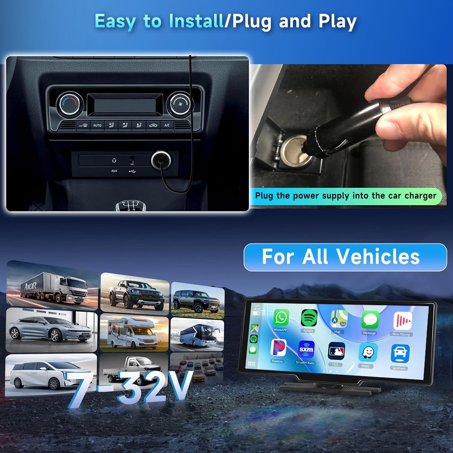 Touchscreen Car Radio, Bluetooth FM Transmitter, 2.5K Camera