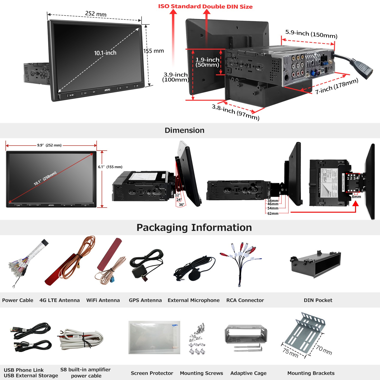 ATOTO S8 Pro 10.1IN Split Screen Car Stereo 2DIN Wireless CarPlay & Android Auto