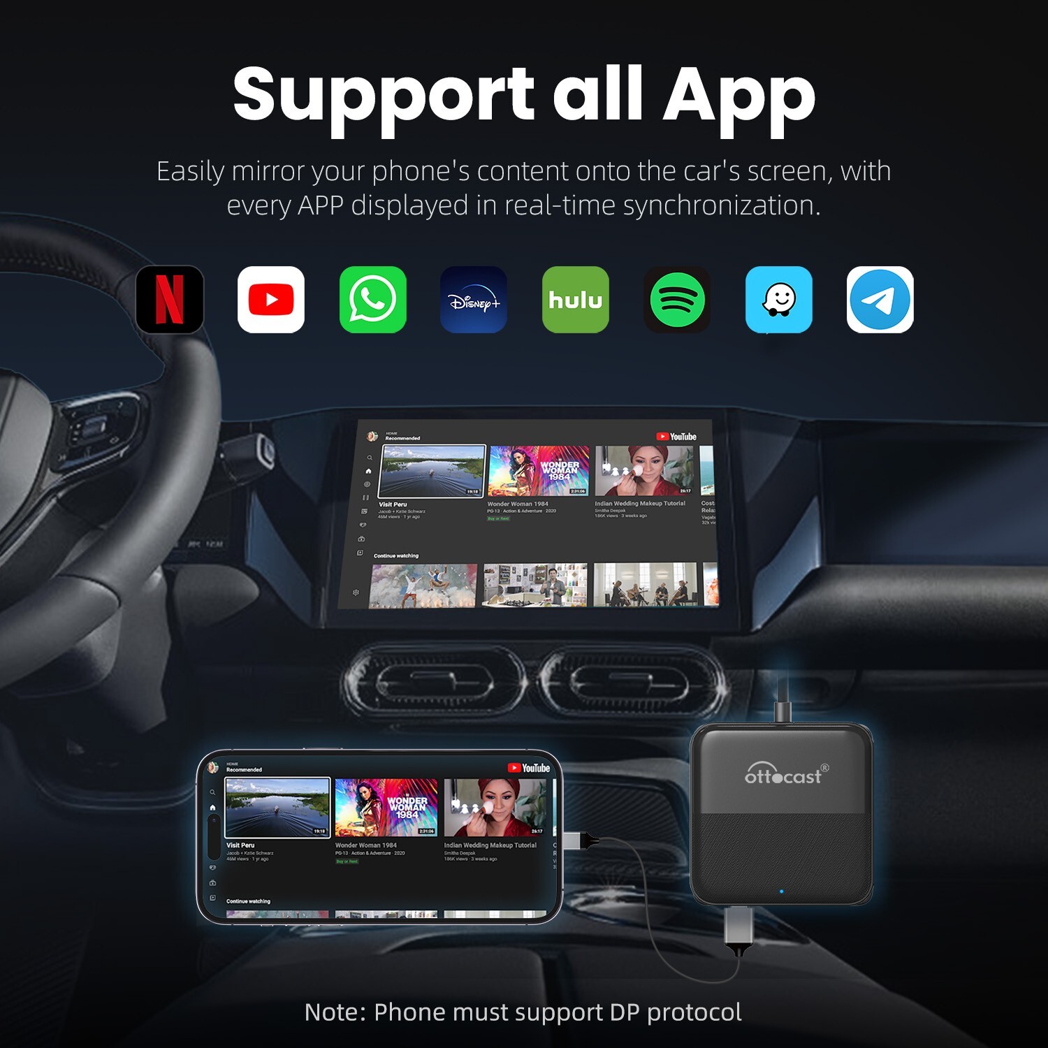 Ottocast Car TV Mate HDMI Multimedia Player Car Infotainment System Adapter