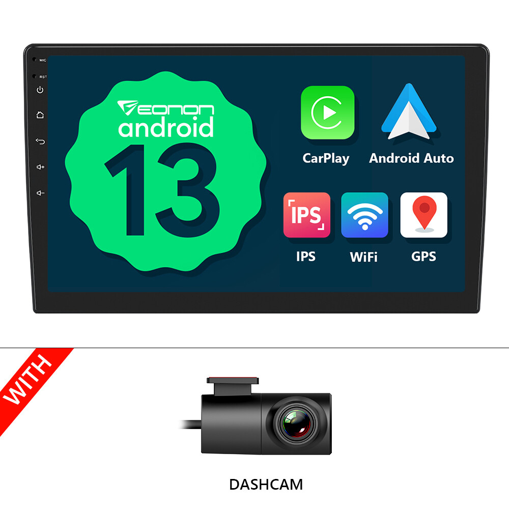 DVR+ Double Din Car Stereo Radio 10.1 Inch IPS Touch Screen Android 13 GPS Audio