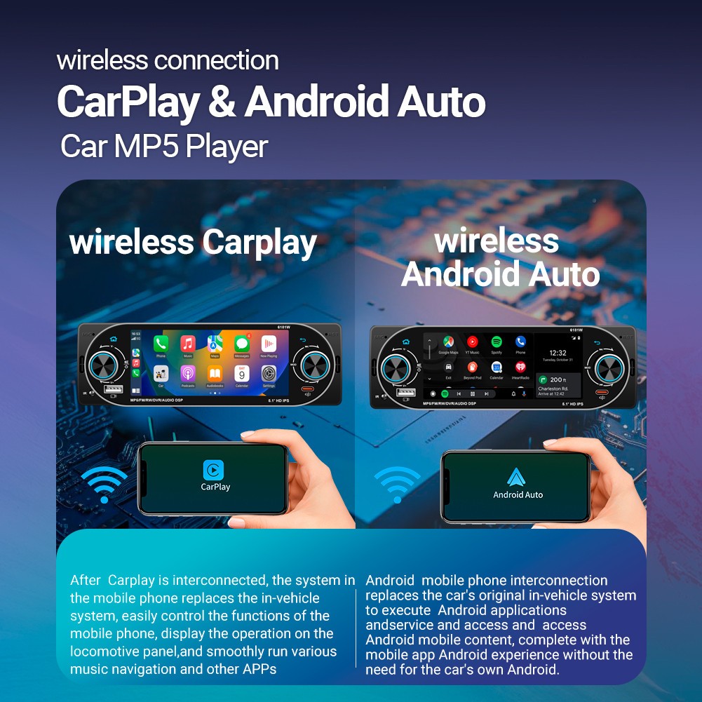 Touch Screen Single 1DIN Car Radio Stereo Player Bluetooth FM/RDS W/8LED Camera