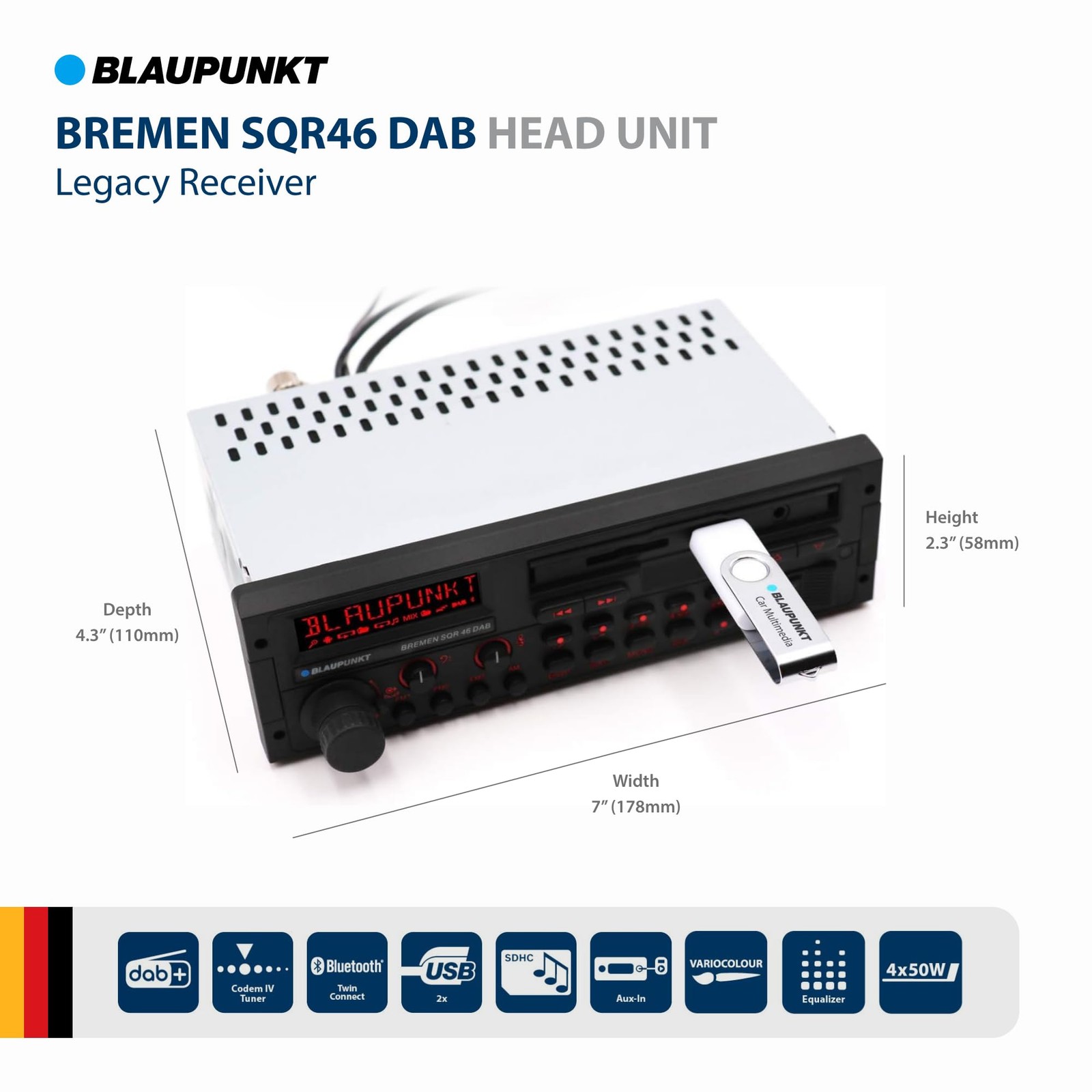 BLAUPUNKT Bremen SQR 46 DAB Retro Car Stereo 80s Classic Bluetooth USB SD AUX –