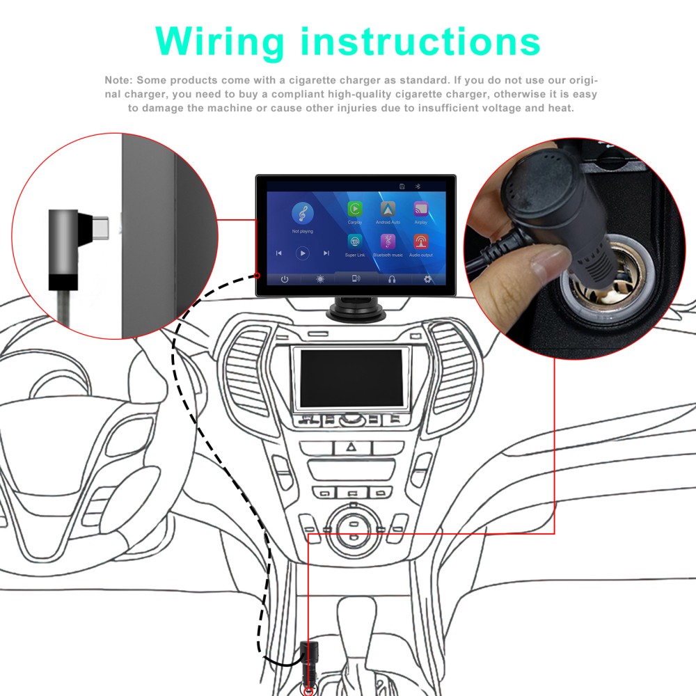 9″Portable Car Stereo Radio Wireless Apple Carplay/Android Auto Touch Screen GPS
