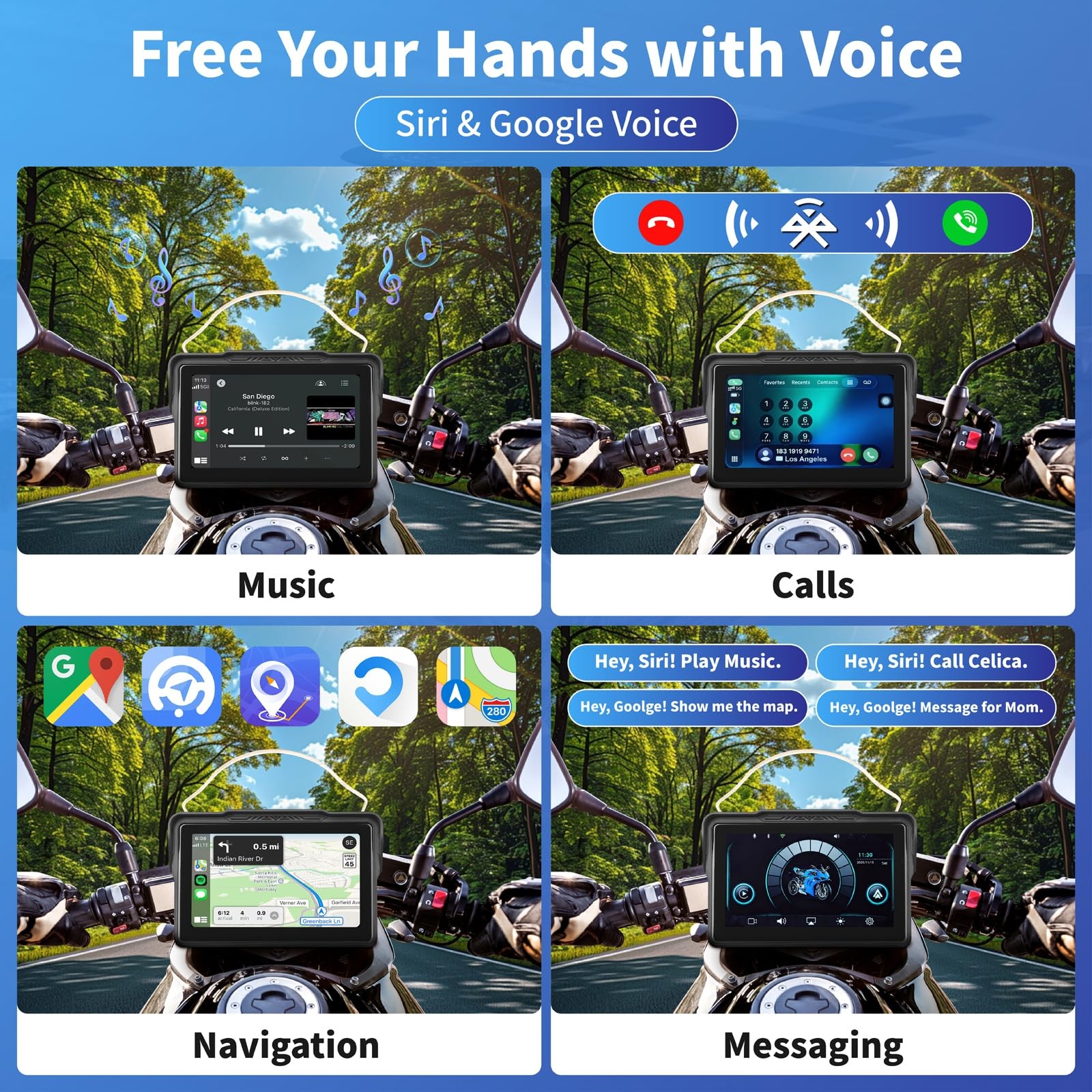 Motorcycle CarPlay Screen 7″, Waterproof GPS Display for Motorbike, Wireless …