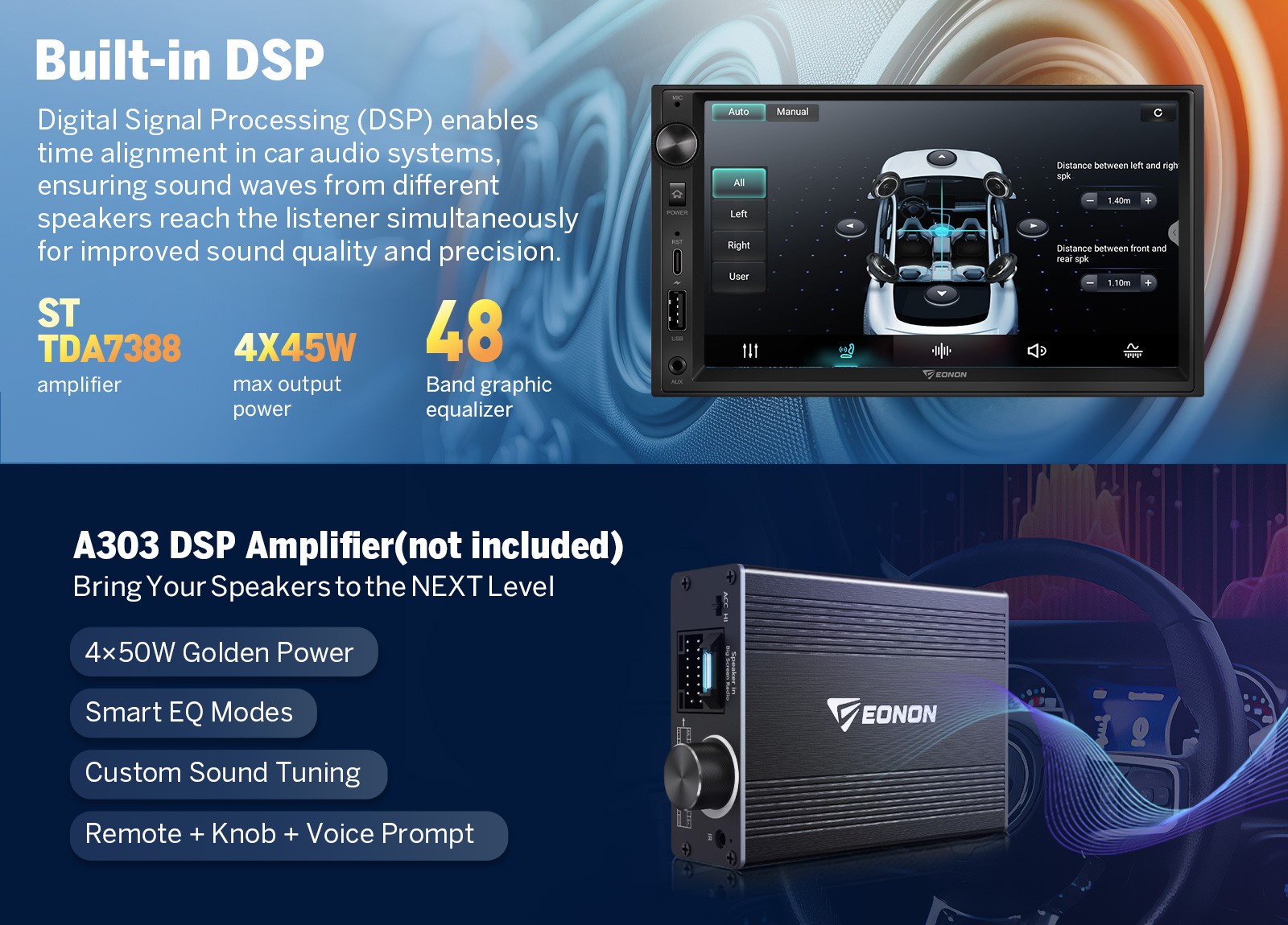 Eonon UA13 Android 13 Double 2Din 7″ IPS Car Stereo Radio GPS CarPlay Bluetooth