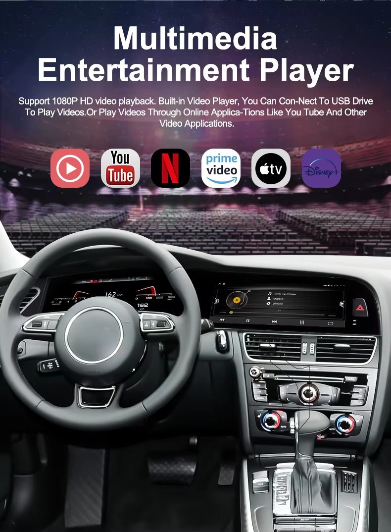 12.3″+10.25″ Dual Screen Android Radio CarPlay GPS For Audi A4 2009-2016 8+128GB