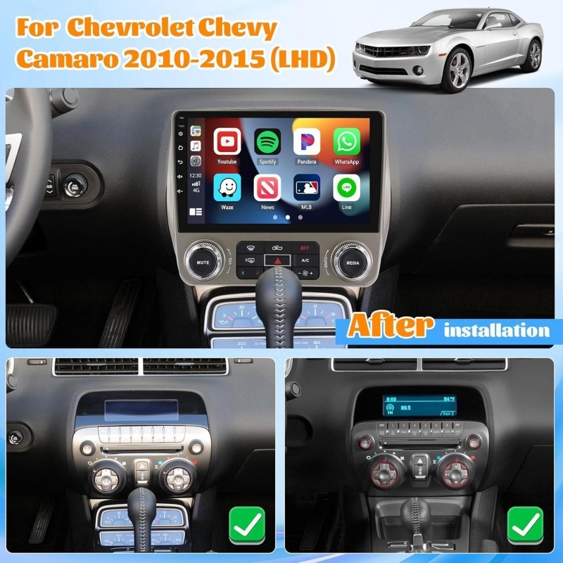 Android 13 Stereo Radio GPS + Backup Camera For Chevrolet Camaro 2008-15 Carplay