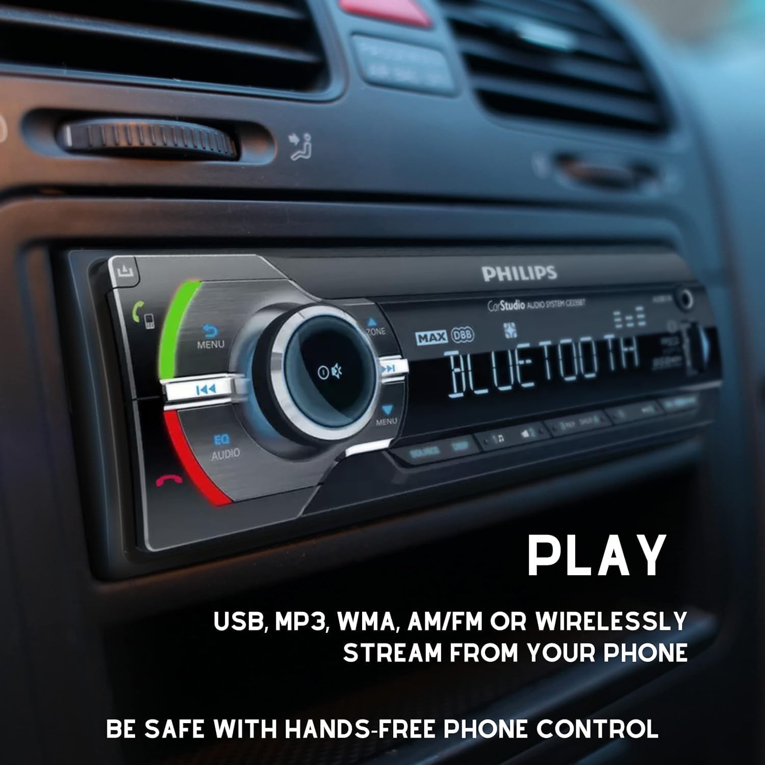 Philips Car Audio Receiver Bluetooth Wireless Music & Hands-Free Calling USB MP3