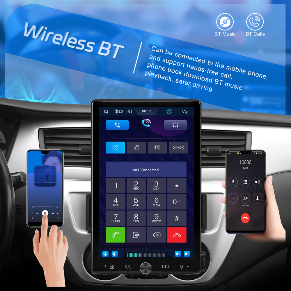 10.4″ Single Din Touch Screen Stereo Bluetooth Radio Apple/Android Carplay+CAM