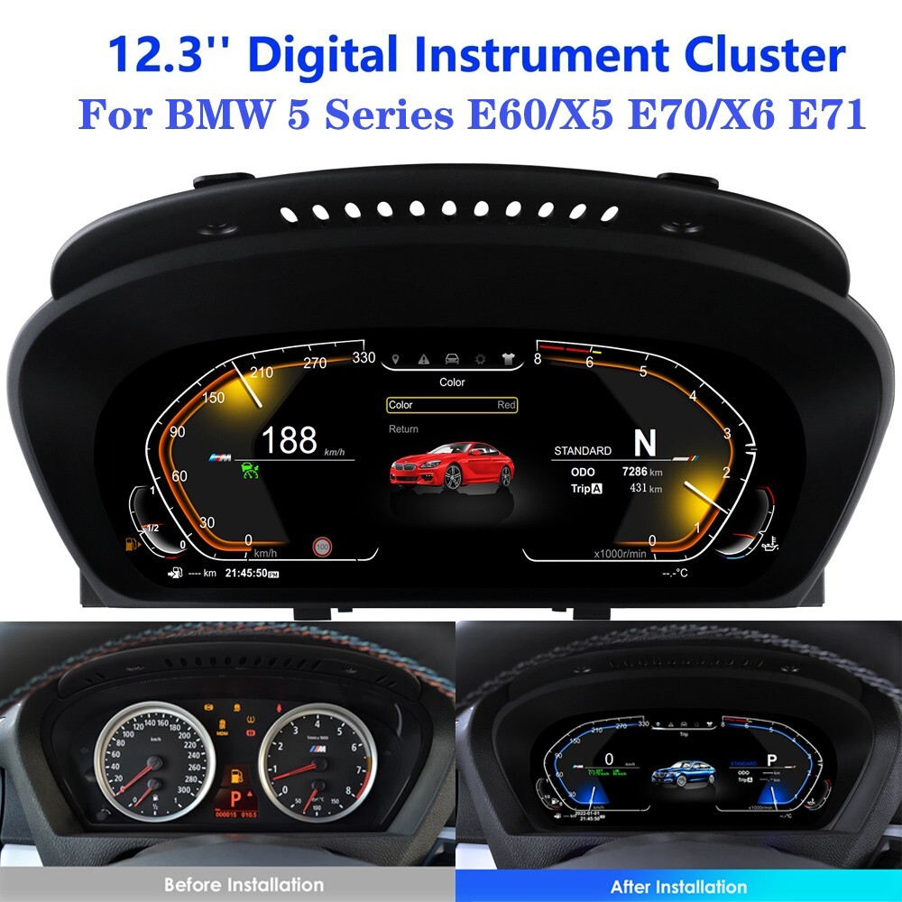 12.3″ LCD Digital Cluster Multifunctional Speedometer For BMW X5 E70 2007-2013