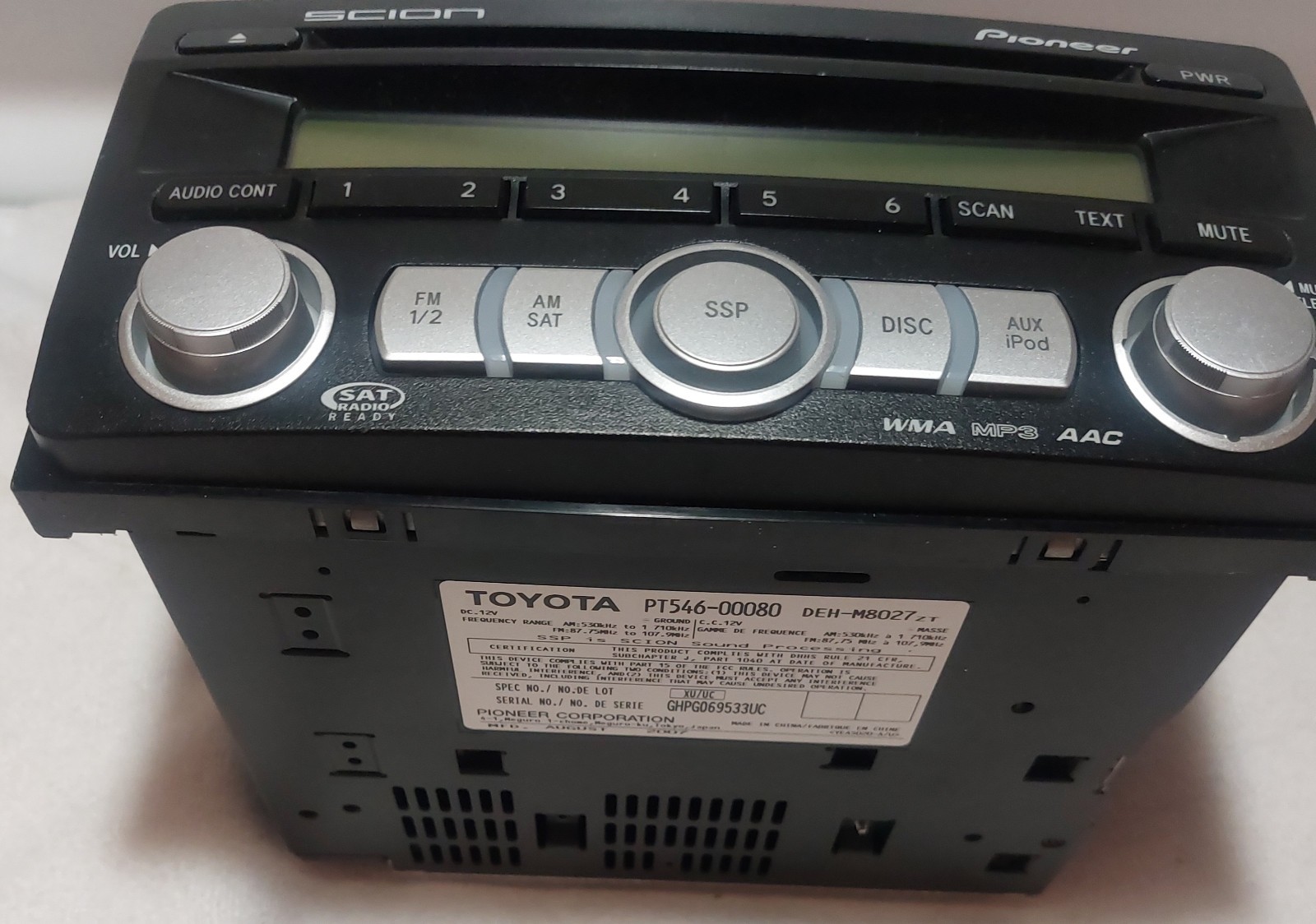 Pioneer T1808 AM FM SAT iPod CD Player In-dash Designed for ’08-’14 Toyota Scion
