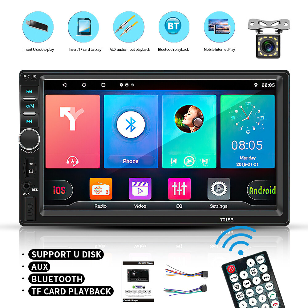 7″ 2Din Touch Screen Stereo Bluetooth FM Radio Car MP5 Player with Rear Camera