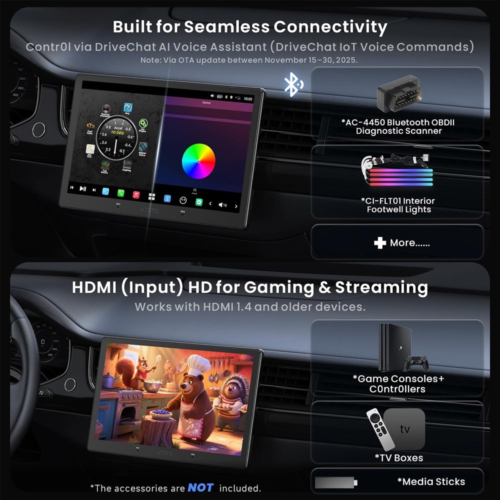 ATOTO S8 Ultra Plus 10in 2DIN Android Car Stereo-6+128G +Dash &VSV Backup Camera