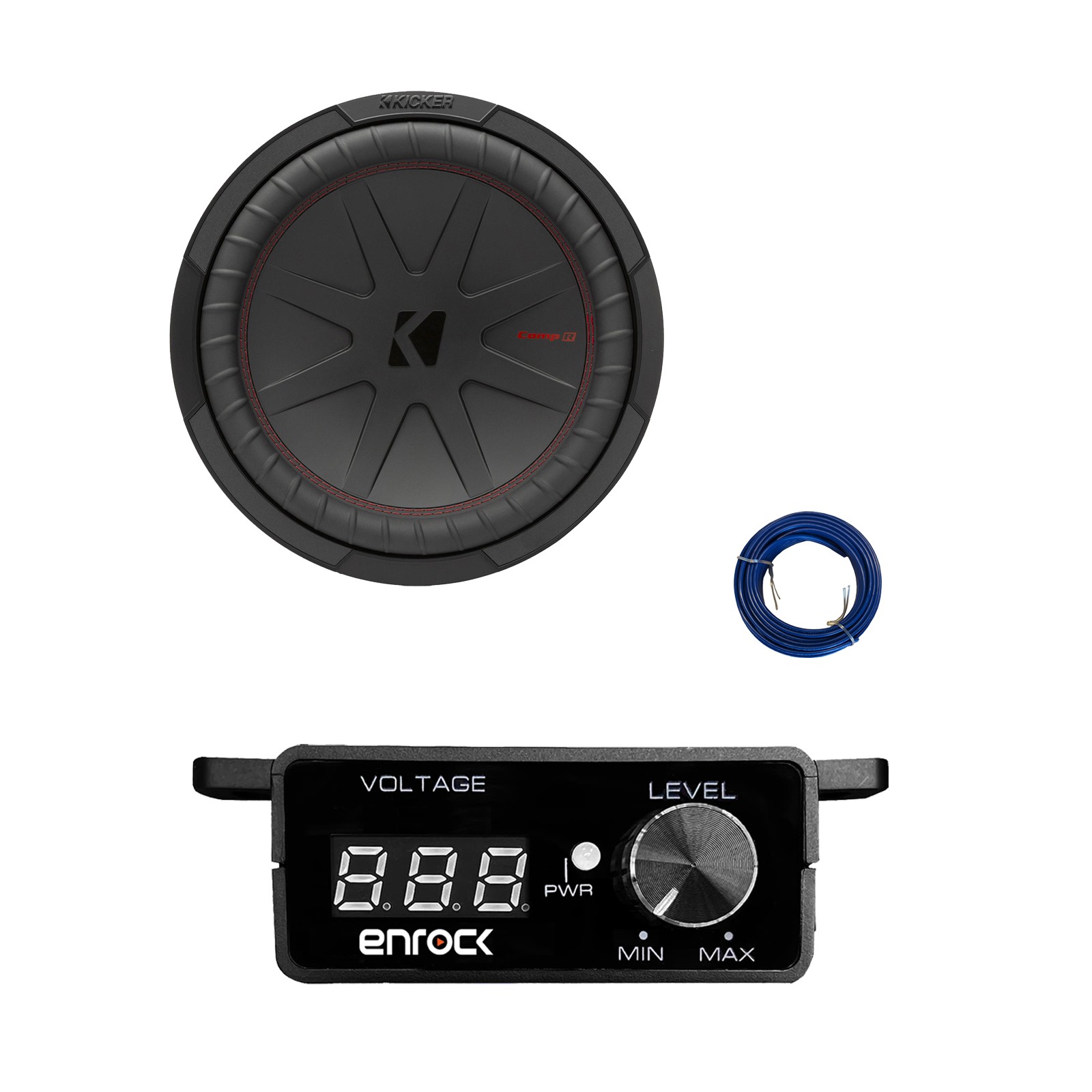 Kicker 8″ 600 Watt DVC 4-Ohm Car Audio Subwoofer, Bass Knob with Wire
