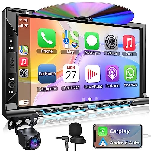 Double Din Car Stereo with CD/DVD Player – CarPlay & Android Auto – Car Style A