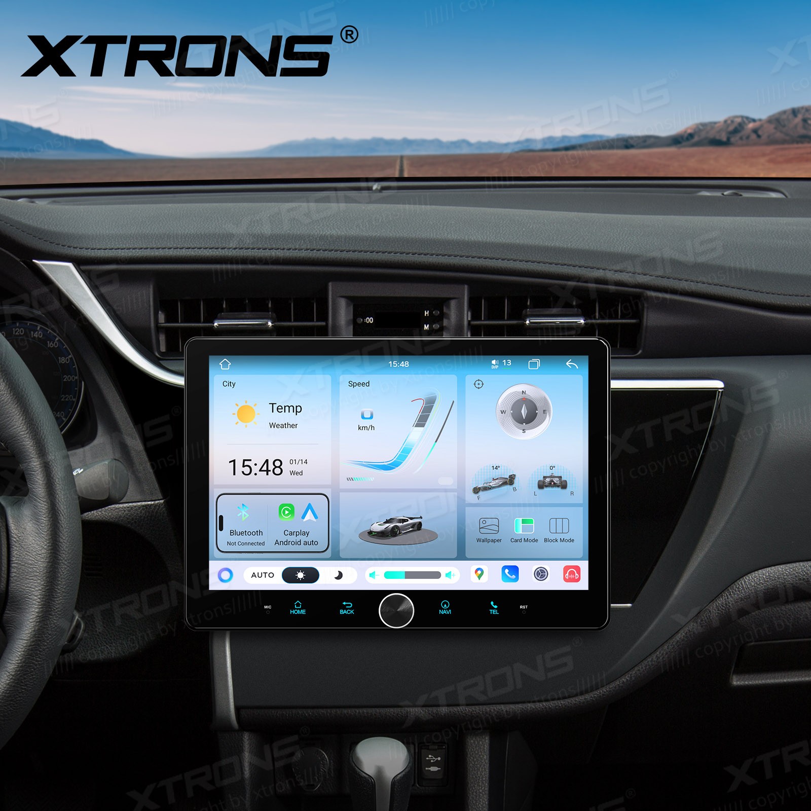 10.1″ AKM DSP Android 14 Radio For Universal 2 Din 8GB 128GB QLED GPS Navigation