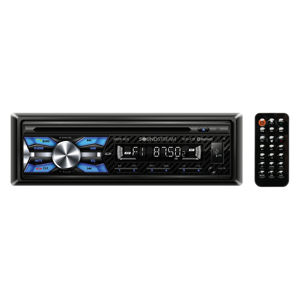 SOUNDSTREAM VCD-21B SINGLE DIN CD PLAYER W/32GB USB PLAYBACK & BLUETOOTH
