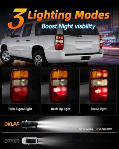 Rear Brake Tail Lights Compatible With 2000-2006 Chevy Tahoe Suburban Red Edge