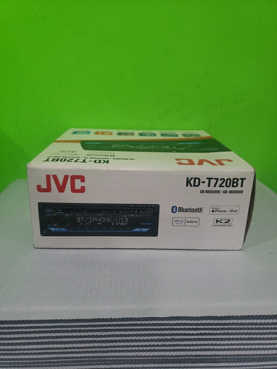 NEW JVC KD-T720BT 1-DIN, AM/FM/CD Car Audio Receiver w/ Bluetooth, USB Open Box