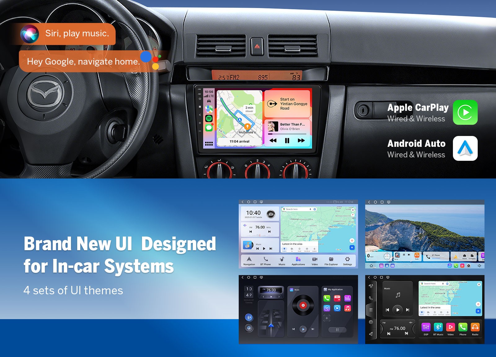 M3BKX6S Android 9 inch QLED 6+64 for 2004-2009 mazda3 Car Stereo CarPlay DSP SWC