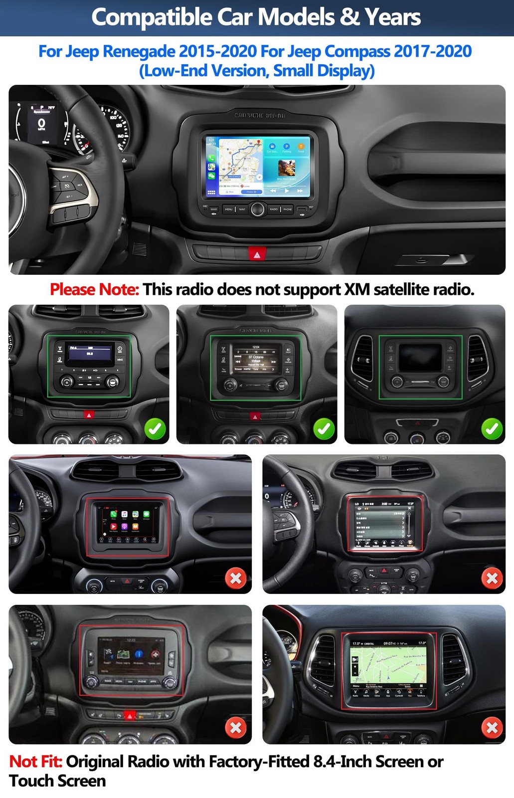 CAMECHO 4+64G Car Radio Stereo for Jeep Renegade 2015-2020 / Jeep Compass 201…