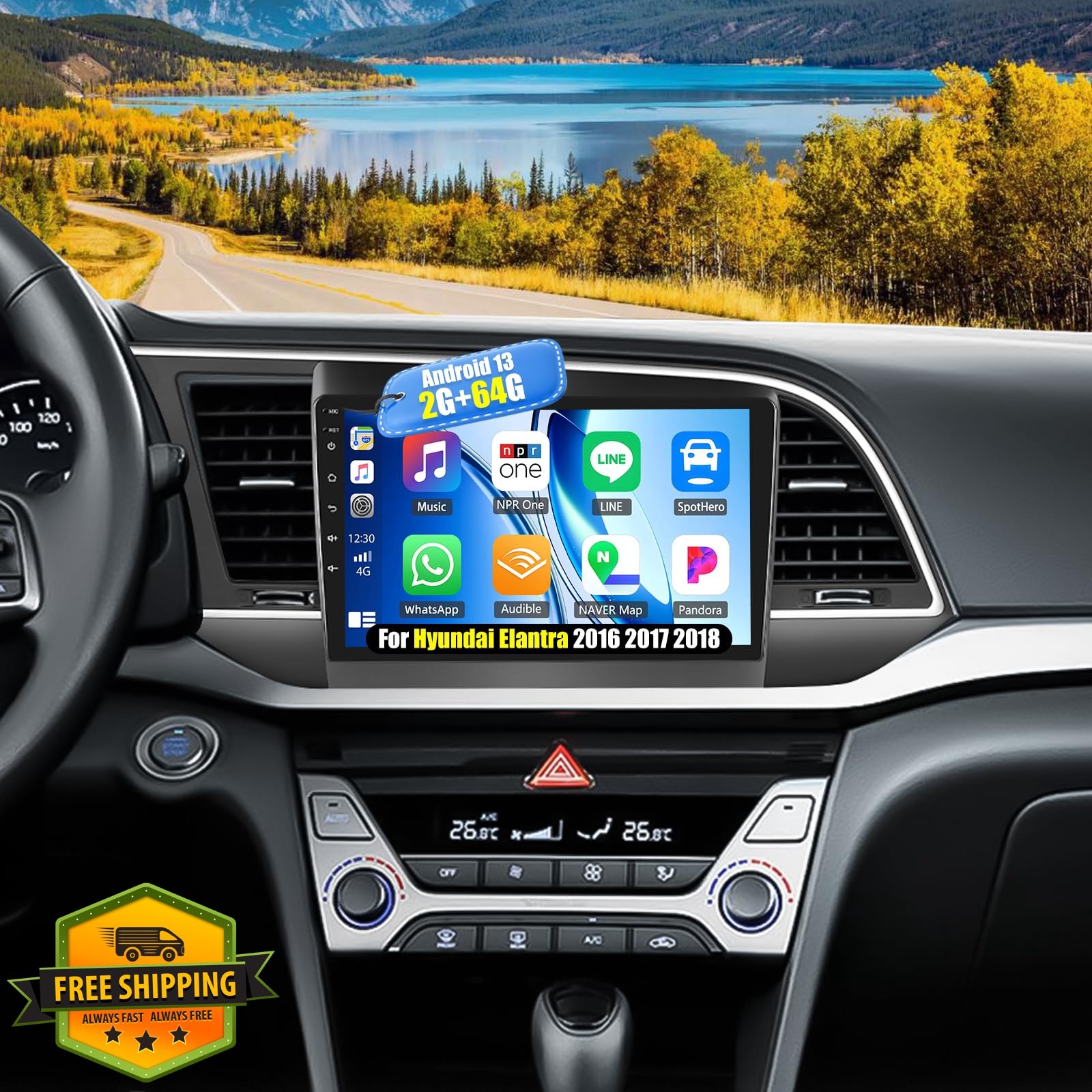 for Hyundai Elantra 2016 2017 2018 Android 15 Car Stereo, Wireless CarPlay Ra…