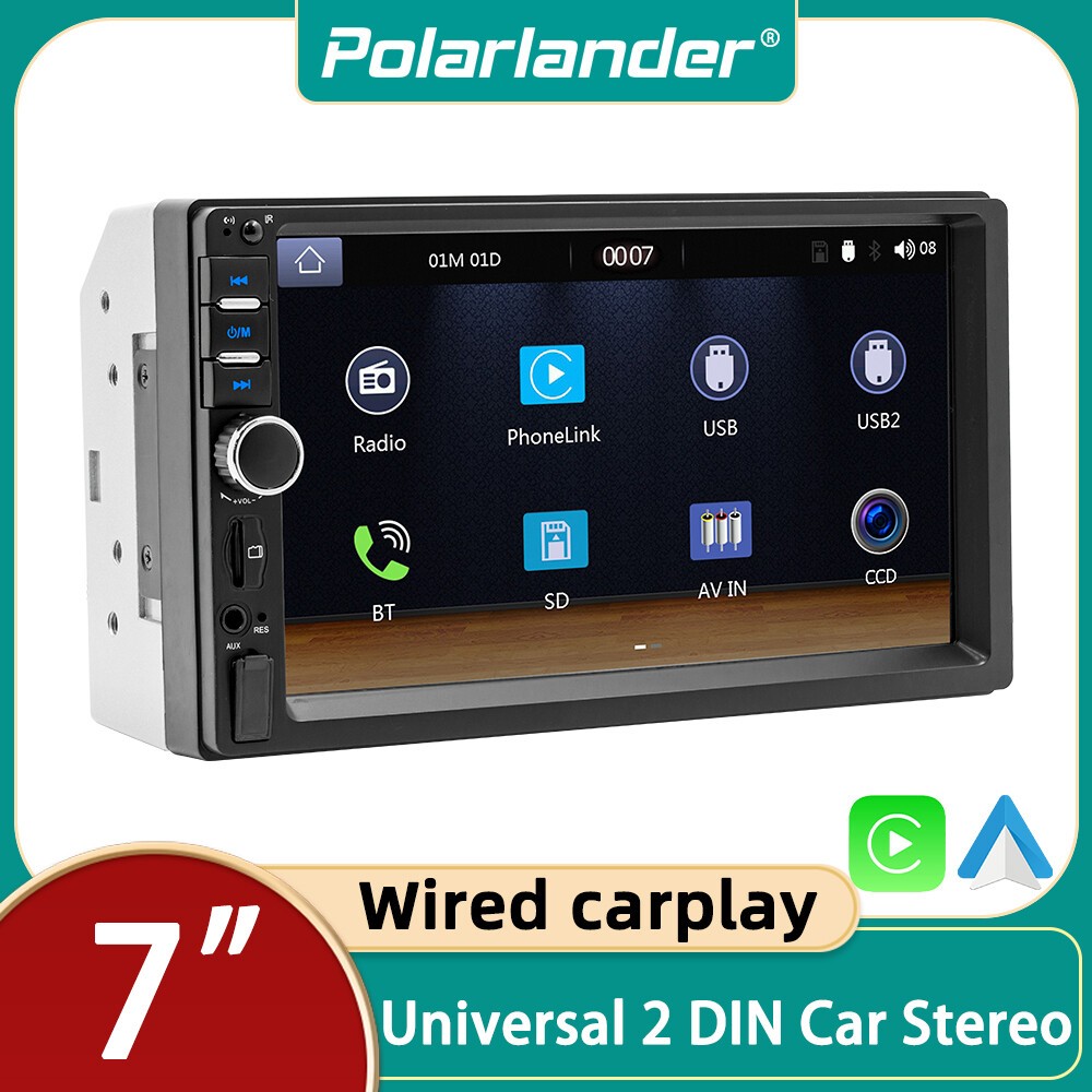 7″ 2 Din Apple CarPlay Android Auto Touchscreen Bluetooth USB Car Stereo Radio