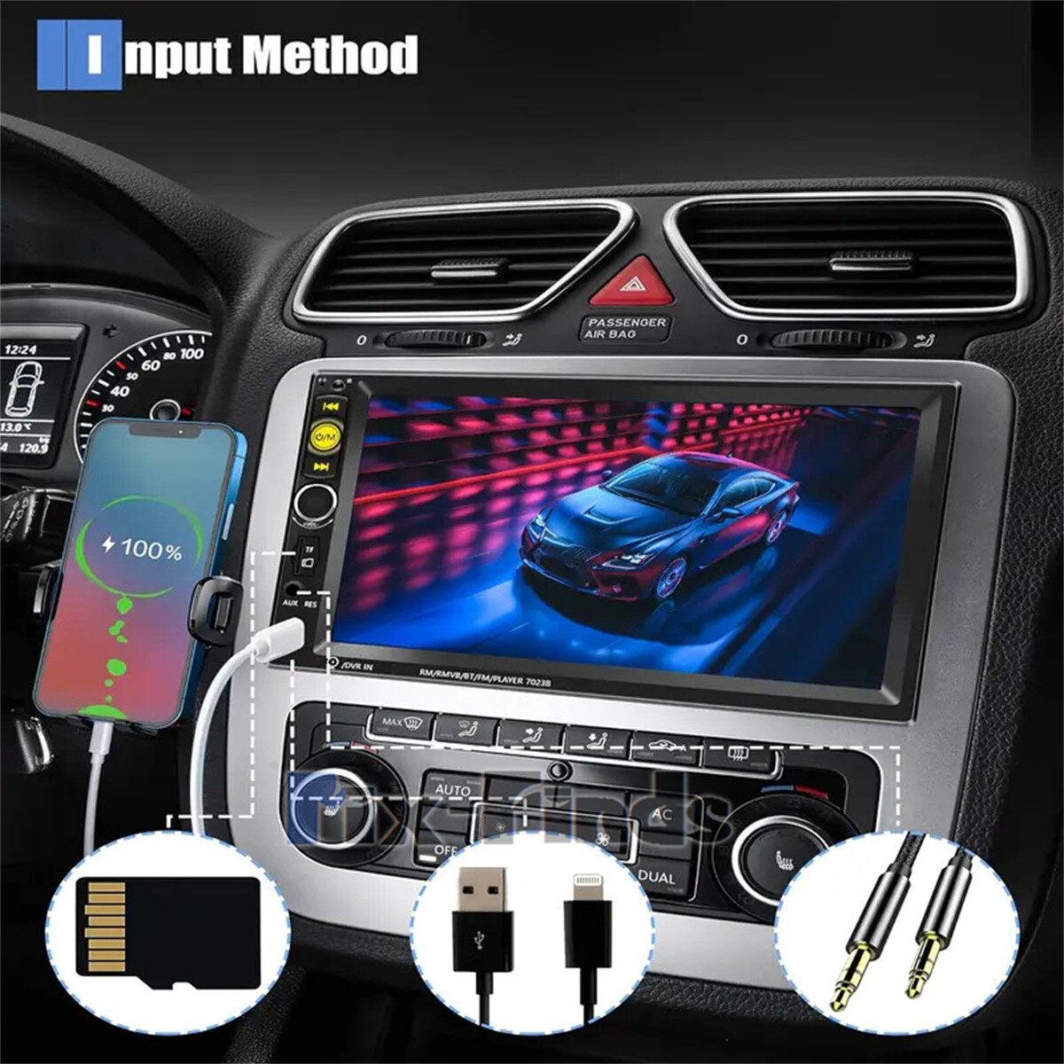 Double Din 7″ Car Stereo Radio with Touch Screen GPS Navigation Bluetooth New