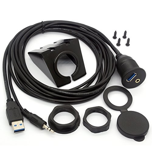 USB 3.0 Flush Mount Cable (2 Meter/6Ft) | USB 3.0 and 3.5mm 2 meter/6.6 Feet
