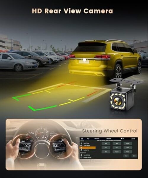 Single DIN Car StereoWireless Carplay Android Auto, 6.86-inch Touch Screen Car