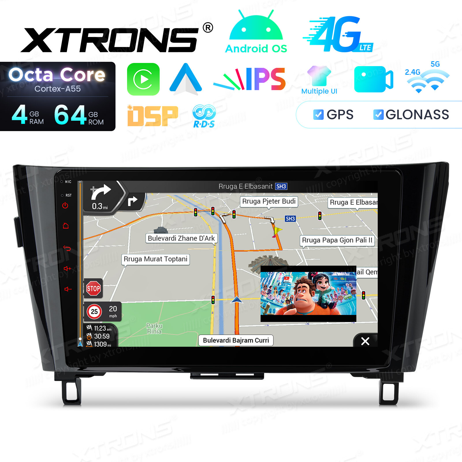10.1″ Android Radio for Nissan Rogue 2014-2018 8-Core 4GB+64GB BT 4G LTE CarPlay