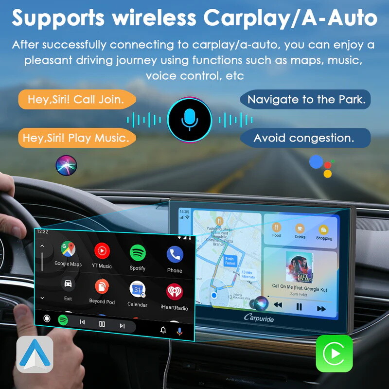 Carpuride 2+32G 9″Touchscreen Apple Carplay Car Stereo Android Auto Apps Install
