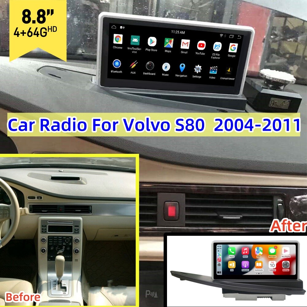 Car Radio for Volvo S80 2004-2011 8.8″Touchscreen Stereo Carplay WiFi GPS BT FM