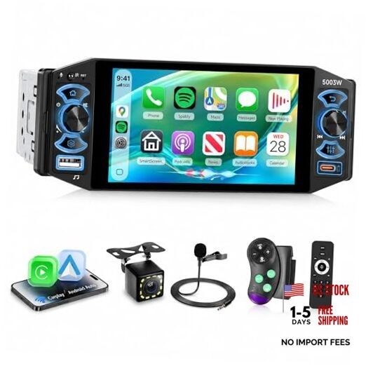 5 Inch Single Din Car Stereo MP5 Multimedia Player with Wireless Carplay