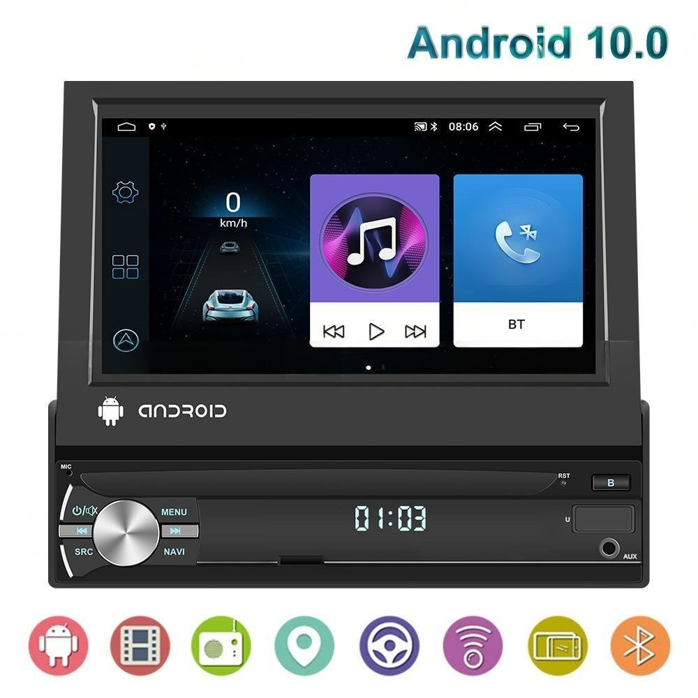 7″ HD Android Car Navigation Head Unit Bluetooth CarPlay WiFi Manual Fold Screen