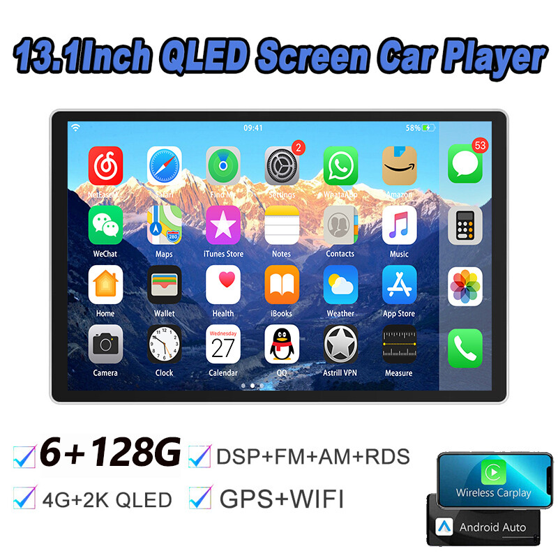 13.1”Android 13 8 CORE 6+128G Car radio stereo 4G DSP Carplay 2KQLED Screen GPS