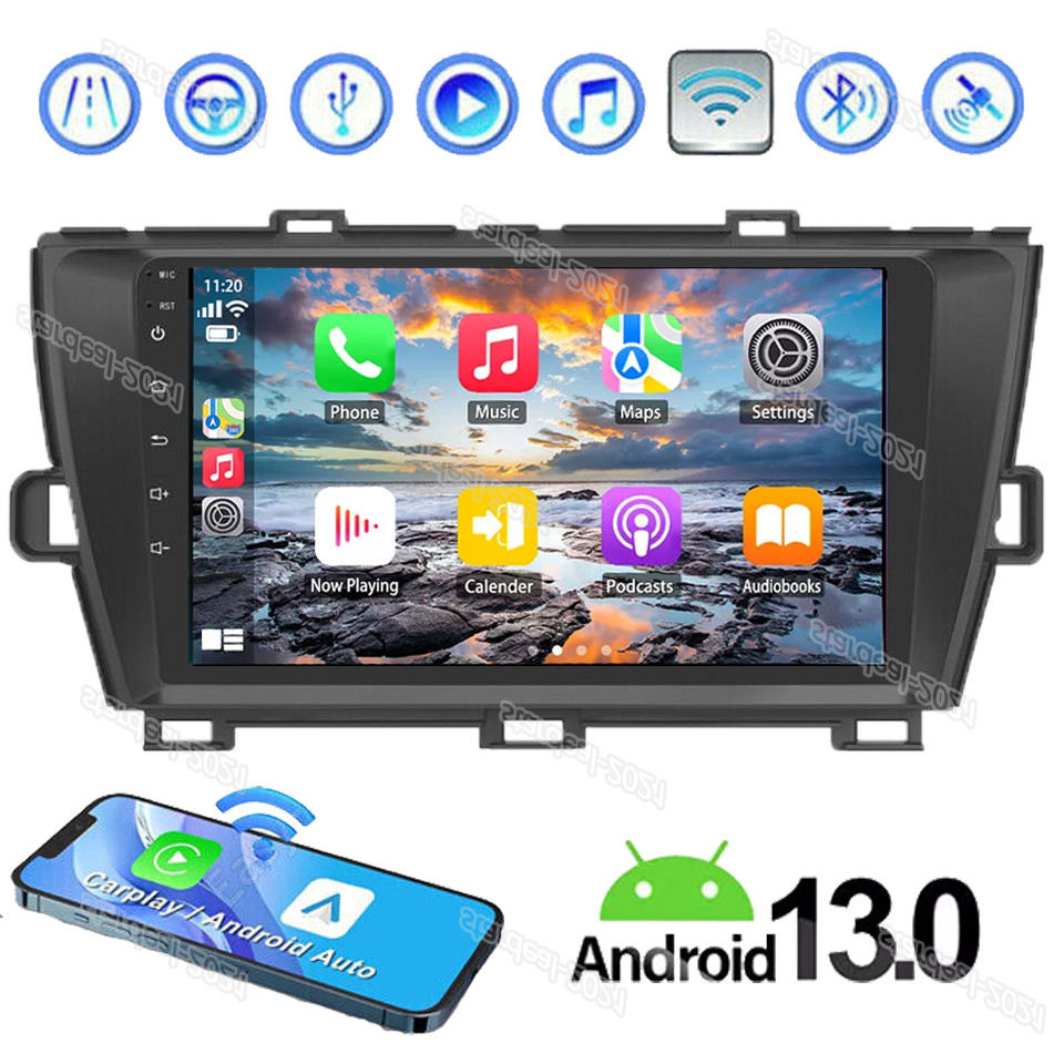 For Toyota Prius 2010-2015 Apple Carplay Car Stereo Radio Android 13 Navi GPS BT