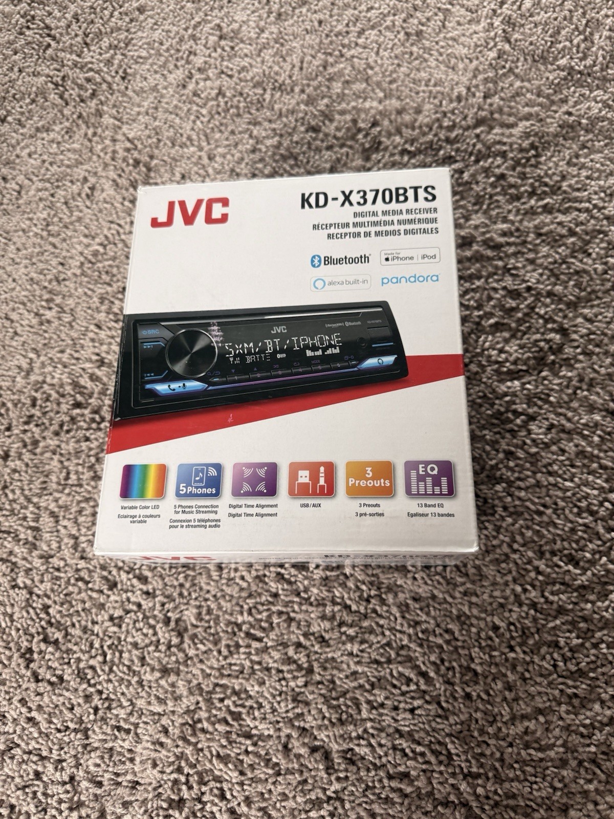JVC KD-X370BTS Bluetooth USB SiriusXM Alexa Media Receiver Open Box