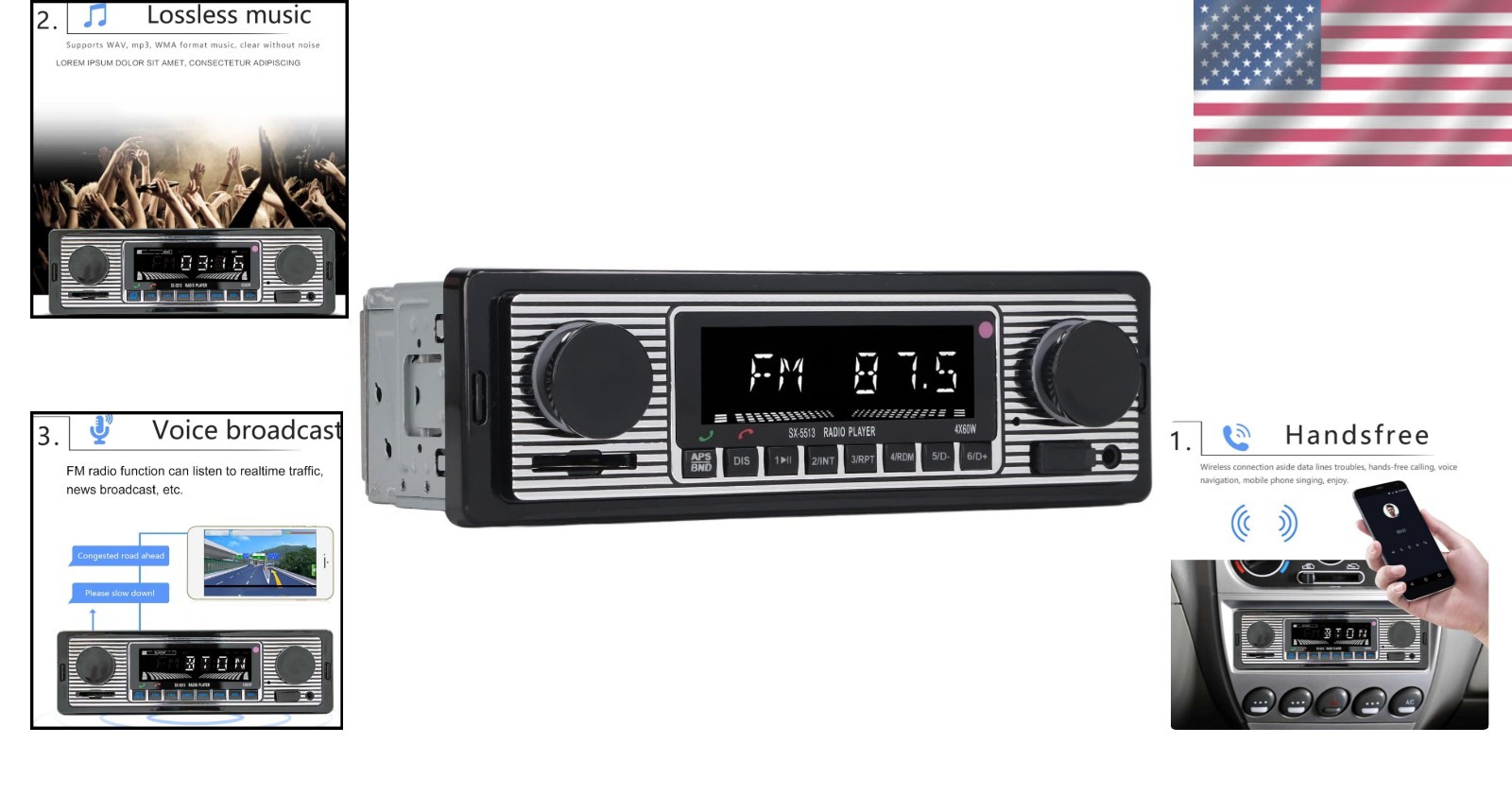 Bluetooth MP3 Player for Cars: USB/AUX Inputs & 4 Channel Sound Experience