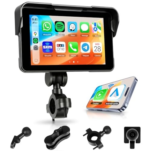 Motorcycle CarPlay Screen 5 Inch Wireless & 5 Inch with Removable Bracket