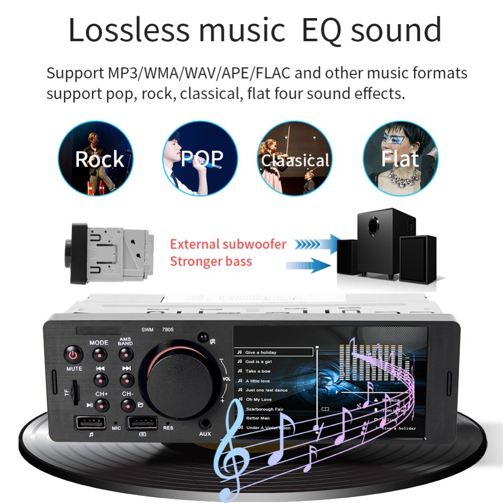 1Din 4″ Bluetooth Car Stereo Radio MP5 Player Touch Screen TF/USB/AUX/RCA
